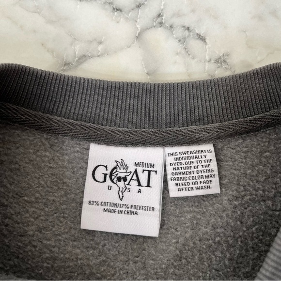 Goat USA Linden Sweatshirt gray cotton polyester Logo Medium - Picture 6 of 9